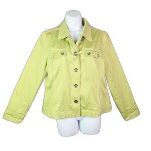 Jones New York Sport Jacket Green Apple M Stretch Cotton Gold Button